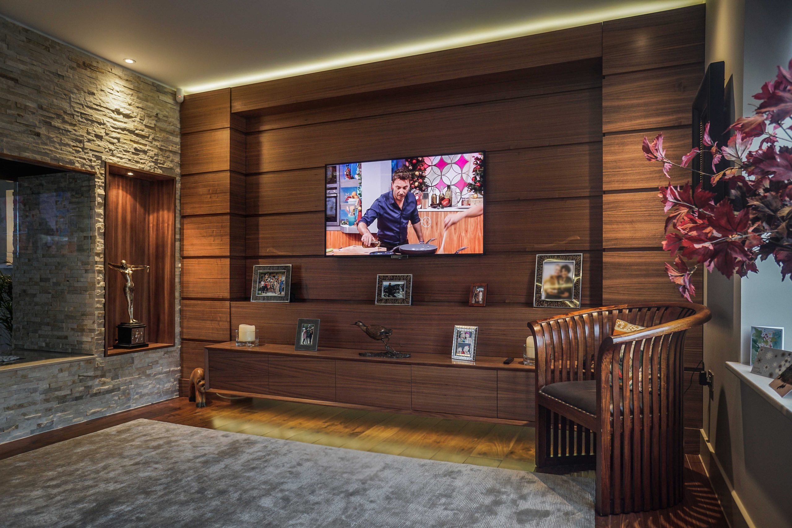 Walnut TV wall